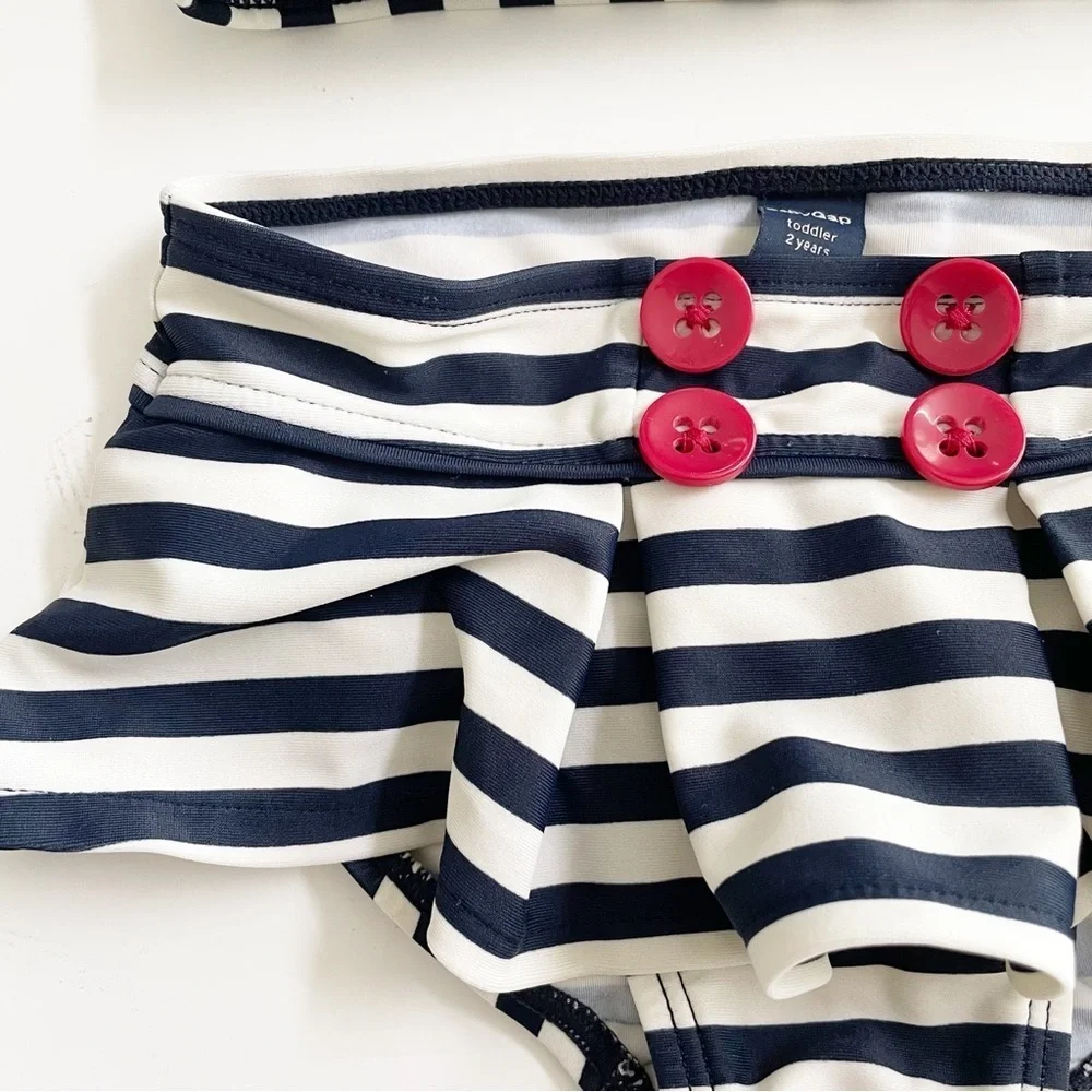 Baby Gap Retro Striped High Waisted Halter Top Bikini